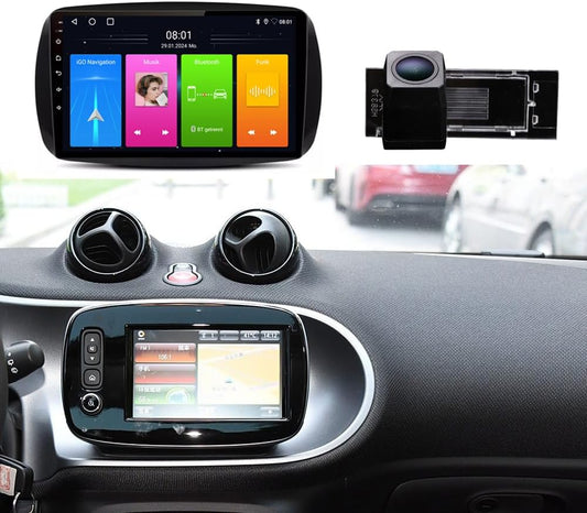 9'' GPS Navigatie Navigatie Navigator Autoradio met CarPlay & Android+Achteruitrijcamera Parkeersysteem Compatibel met Smart Fortwo Forfour Cabrio Cabrio Coupe 451 453 (Navigator D+Camera 8379)