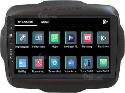 Specifieke autoradio voor Jeep Renegade Android GPS Bluetooth WiFi USB DAB+ Touchscreen 9" 8core Carplay AndroidAuto