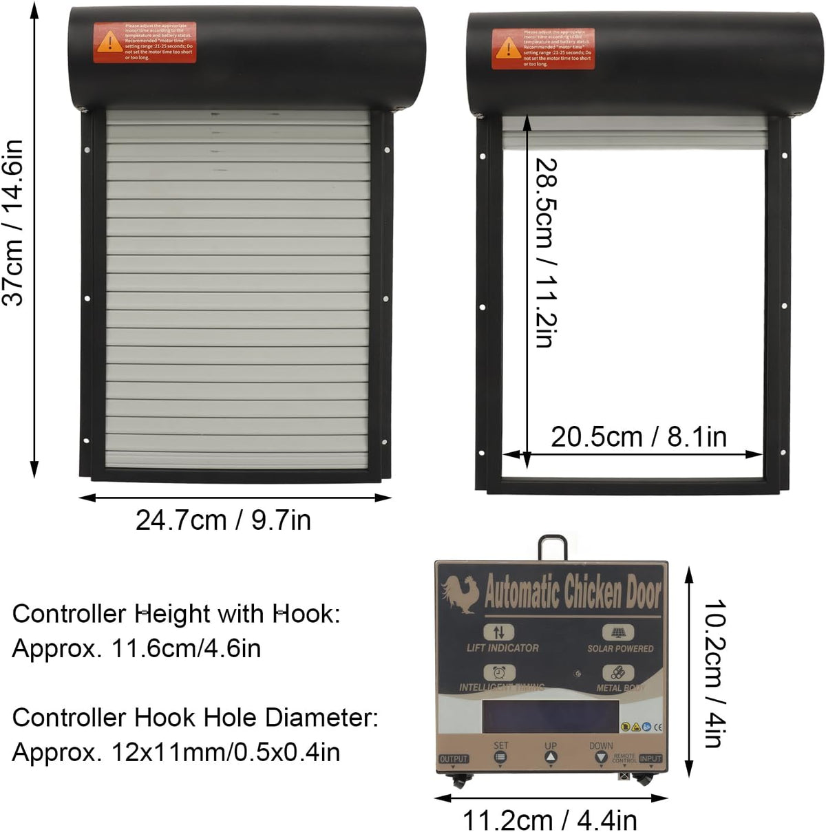Automatische Hokkendeur – Kippenluik – Kipdeurtje – Hokkenluik – Vogeldeur – Zonne-energie – Lichtsensor Timer – Afstandsbediening – Roestvrij Staal – Helder LED-display