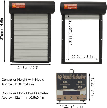 Automatische Hokkendeur – Kippenluik – Kipdeurtje – Hokkenluik – Vogeldeur – Zonne-energie – Lichtsensor Timer – Afstandsbediening – Roestvrij Staal – Helder LED-display