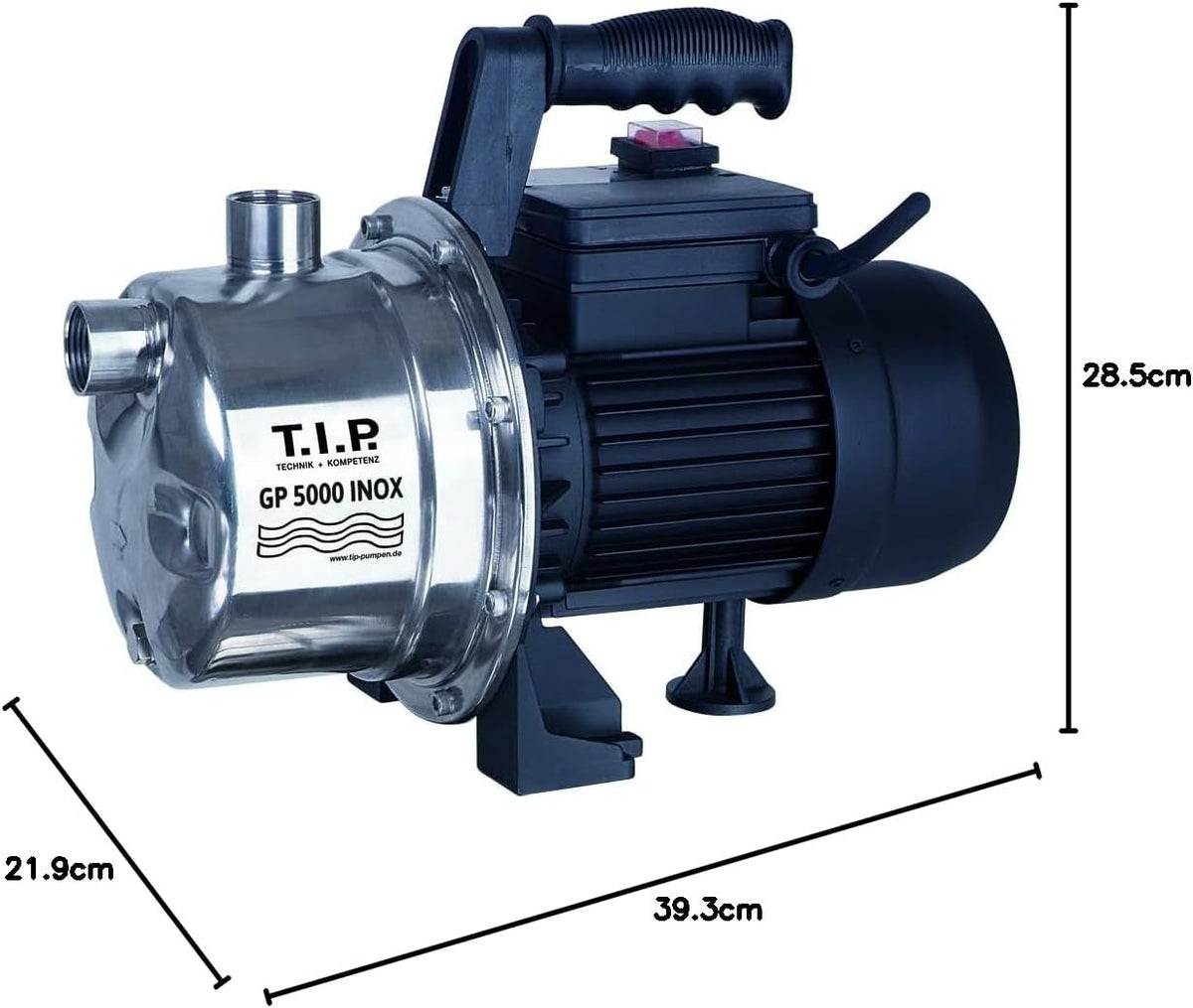 Tuinpomp – Waterpomp – Besproeiingspomp – Zelfaanzuigende Pomp – Jetpomp – Roestvrij Stalen Behuizing – 1.200W Motorvermogen – Max 5.000 L/u Debiet