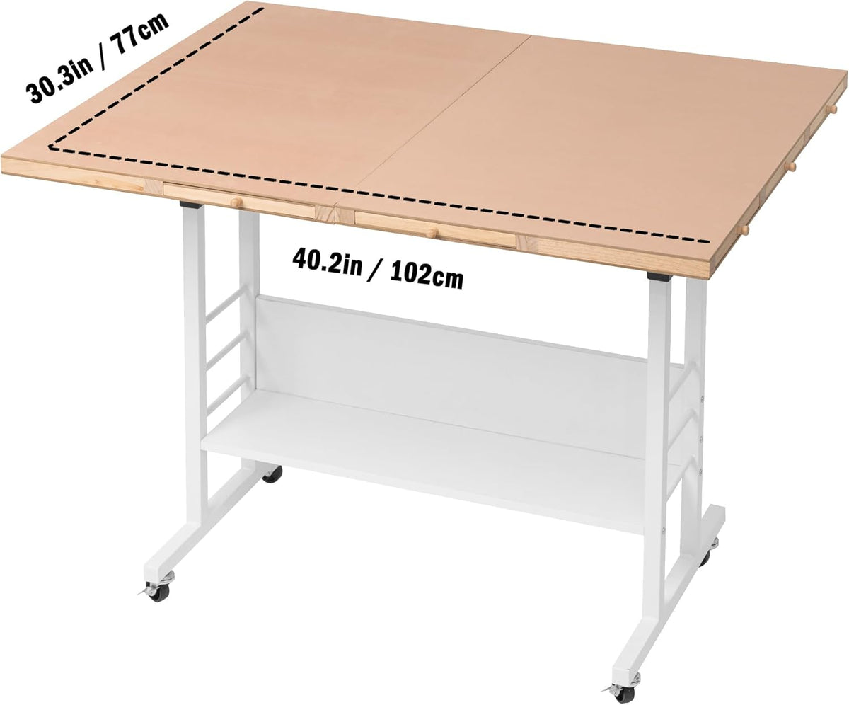 Tektalk 2000/1500/1000 Stuk opvouwbaar puzzelbord met hoogteverstelling, legpuzzeltafel met hoes en 8 sorteerladen/laden, puzzelezel met poten, omsloten met 4 rolwielen