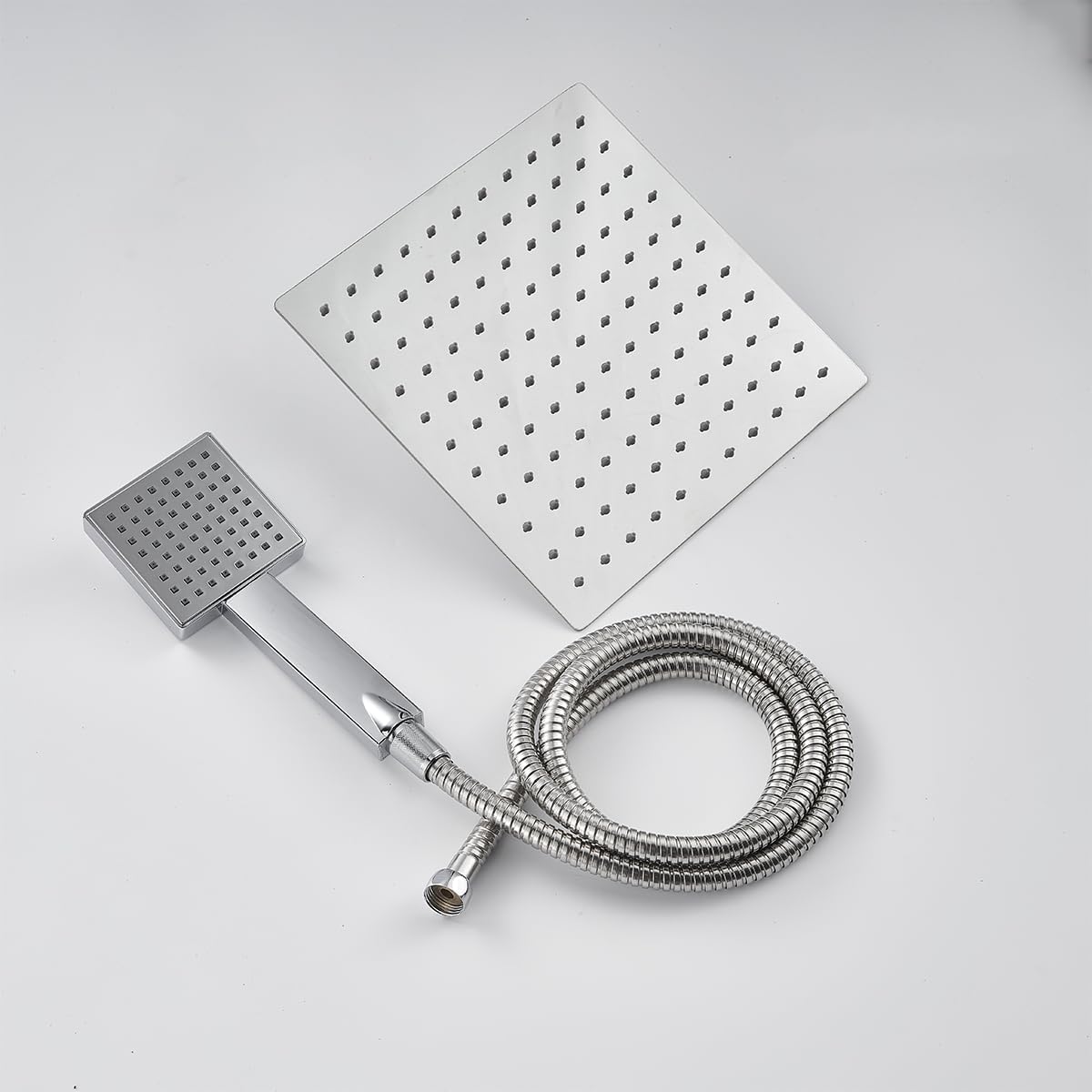 Doucheset – Regendouche – Thermostaatkraan – Handdouche – Douchestang – Chroom – Vierkante Hoofddouche 25x25 cm – Roestvrijstalen Glijstang