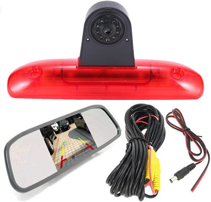 Derde Dak Top Mount Remlamp Reverse Achteruitrijcamera Backup Camera Hoek en afstand Verstelbare IR Nachtzicht voor Fiat Ducato 244 Bus Kasten/Peugeot Boxer/Citroen Jumper 4.3 ''achteruitkijkspiegel