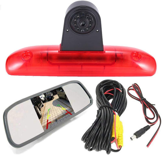 Derde Dak Top Mount Remlamp Reverse Achteruitrijcamera Backup Camera Hoek en afstand Verstelbare IR Nachtzicht voor Fiat Ducato 244 Bus Kasten/Peugeot Boxer/Citroen Jumper 4.3 ''achteruitkijkspiegel