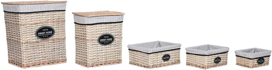 Mand Ropa Set 5 MIMBRE canvas 47 x 35 x 55 cm NATURAL