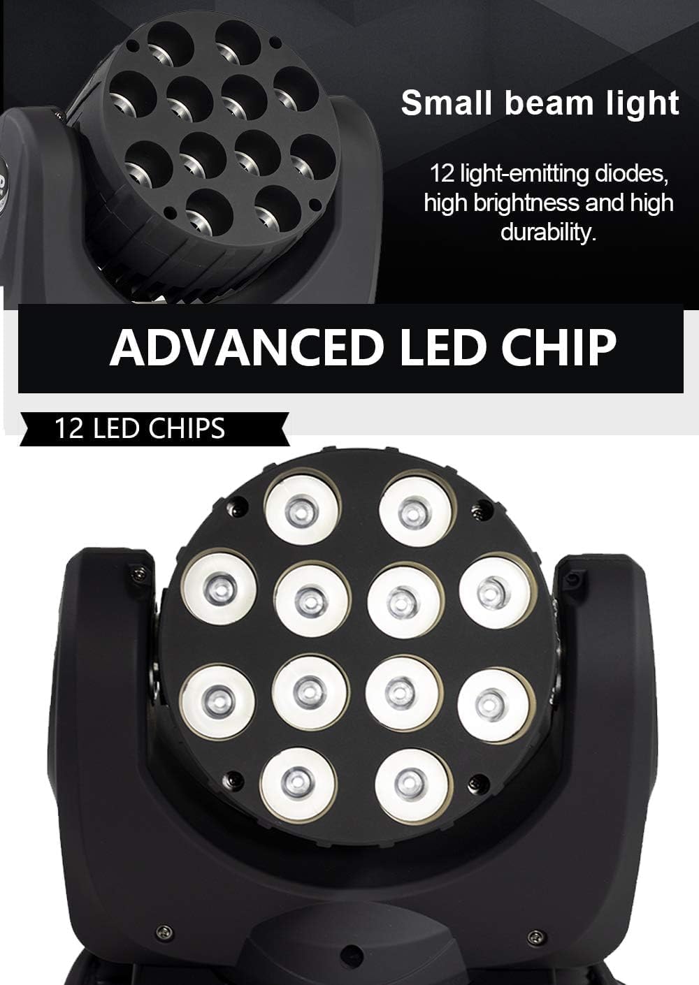 SHEHDS Bewegende Hoofd Lichtstraal Wassen LED 12x12W RGBW 4in1 DJ Lichten Verlichting Professionele 9/16 Kanalen DMX512 Geluid Geactiveerd Strobe Effect Podium Lichten voor Kerst Evenementen