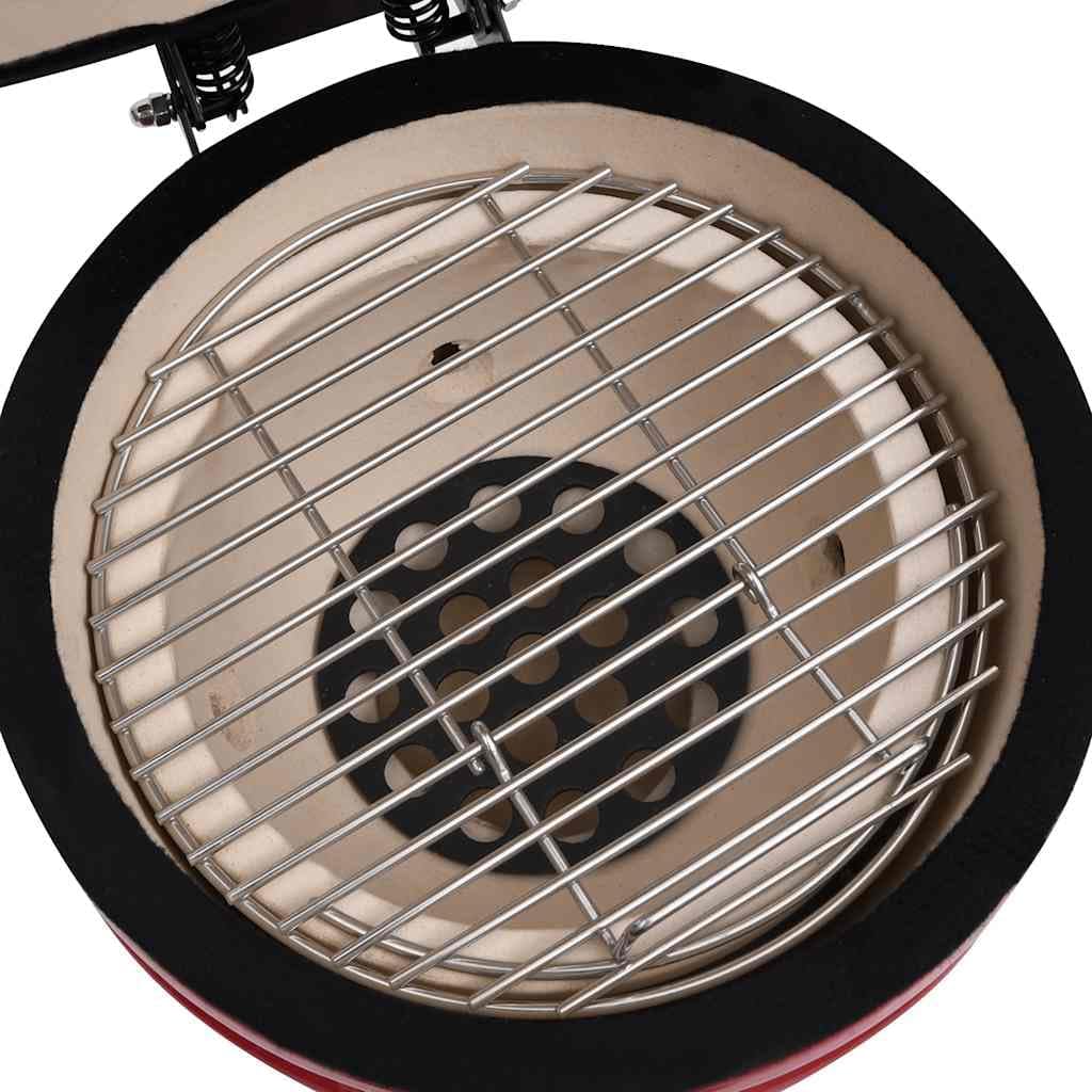 vidaXL Kamado barbecue 2-in-1 56 cm keramiek rood