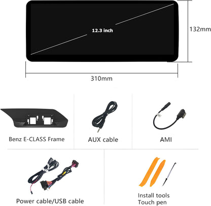 Ultra schmal 12,3 Zoll Carplay für Mercedes Benz E Klasse 2013-2014 W212 E200 S212 Auto Multimedia Stereo Android Auto Radio Touchscreen 4 Türen Auto (Linux 4.5 System)