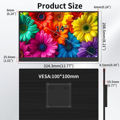 14 inch 4K touchscreen, 3840 x 2160, 10-punts capacitief touchscreen, geïntegreerde luidsprekers, VESA, commercieel display (IPS 3840 x 2160, 14 inch)