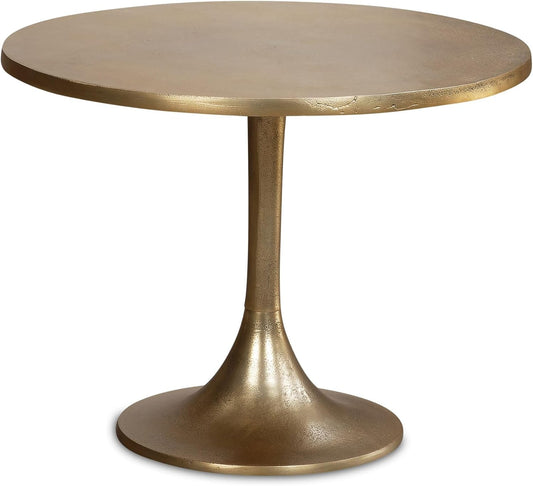 FineBuy Coffee table, metal, gold, 60 x 60 x 46.5 cm, aluminium design, round living room table, small coffee table, modern, side table, reclining table, living room - QUORE