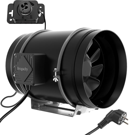 Kanaalventilator 200 mm – Afvoerventilator – Buisventilator – Inline Ventilator – Afzuigventilator – Driefasige EC-Motor – 1413 m³/h Luchtstroom, 51 dBA Geluidsniveau