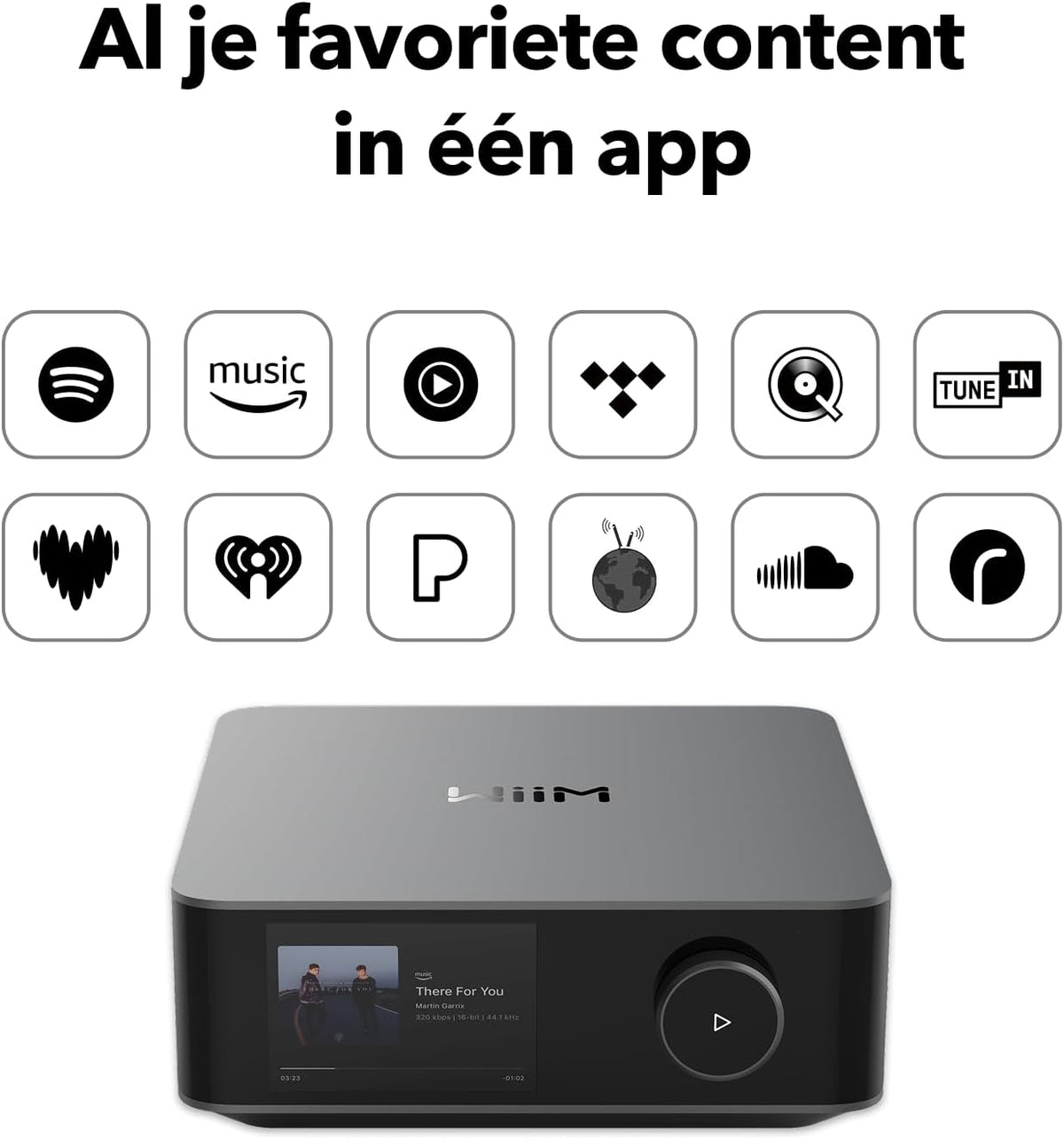 WiiM Amp Ultra met Voice Remote 2 | 100W streamingversterker met ESS ES9039Q2M DAC & Dual TI TPA3255 versterkers | Ingebouwde RoomFit EQ & Touchscreen | HDMI ARC, Optische & RCA-ingangen | Space Grijs