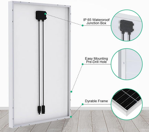 Zonnepanelen met Stekker - Zonnepaneel-Oplader - Zonnepaneel - 120W - Inc. 12V Zonnepaneel - 30A Zonne-Laadregelaar - 5m Zonnekabel - Z-Bevestigingsklemmen - voor Camping - Caravan - Huishouden - Off-grid-systeem - Noodsituatie