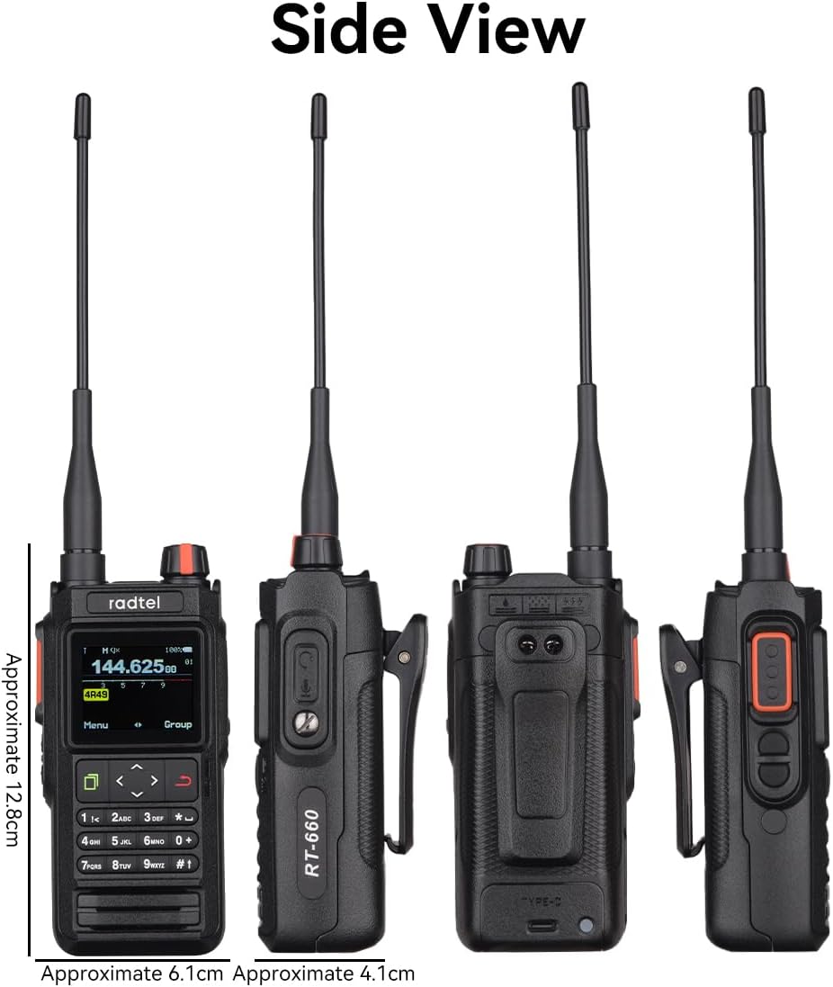 Radtel RT-660 IP67 GPS Bluetooth dual-band VHF/UHF portofoon met APRS, SATCOM, KISS, TNC, SMS-functie, luchtverkeersscanner, NOAA-weerwaarschuwingen en oplaadbare USB-C-batterij