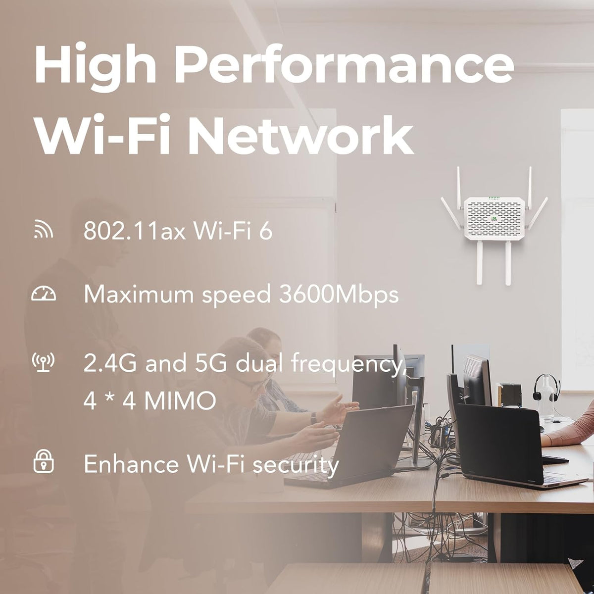 InHand Networks 5G Router Bliksemsnelle 5G & Wi-Fi 6 (AX3600), Dual SIM Ondersteuning, 2x 2.5GbE Poorten, Cloud-Managed,Built–in VPN, Internet voor Kantoor, Retail en RV