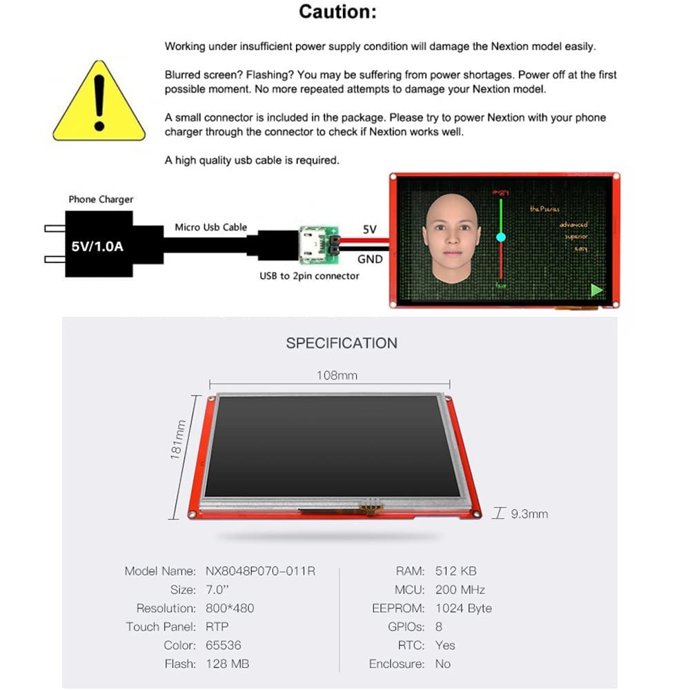 NX8048P070 NX8048P070 Nextion Intelligent HMI UART Serial TFT LCD-module Display Resistief Touch Panel Screen Panel Resistiver touchscreen scherm (NX8048P070-011R)