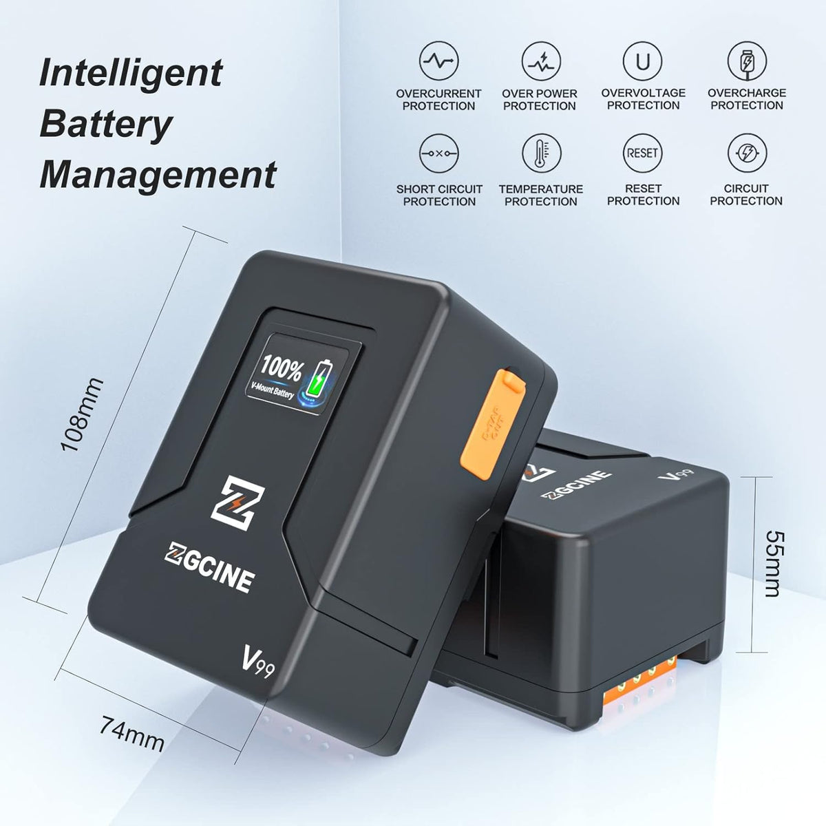 V-Mount Accu – Camera Accu – Batterij – Powerbank – V-Lock Batterij – 99Wh Capaciteit – PD USB-C Snelladen