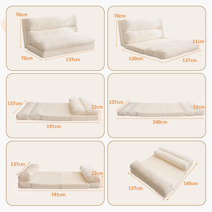 MAXYOYO Bean Bag Bed Foldable Sofa Bed Floor Mattress for Adults, Extra Thick 6 Fold Floor Sofa Floor Sofa Floor Sofa for Bedroom Living room,Beige,135x240cm
