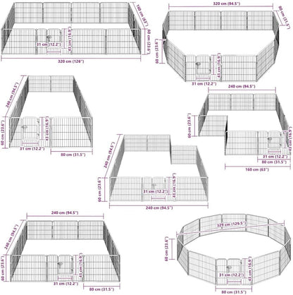 vidaXL Dog run with 12 panels 80x60 cm steel black