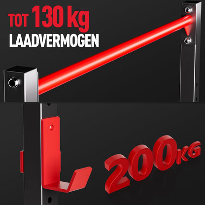 Power rack Basic – Squat rack – Fitness rack – Krachtstation – Halterrek – Stalen constructie 50 x 50 mm – In 12 hoogtes verstelbaar met optrekstang en dipsteunen