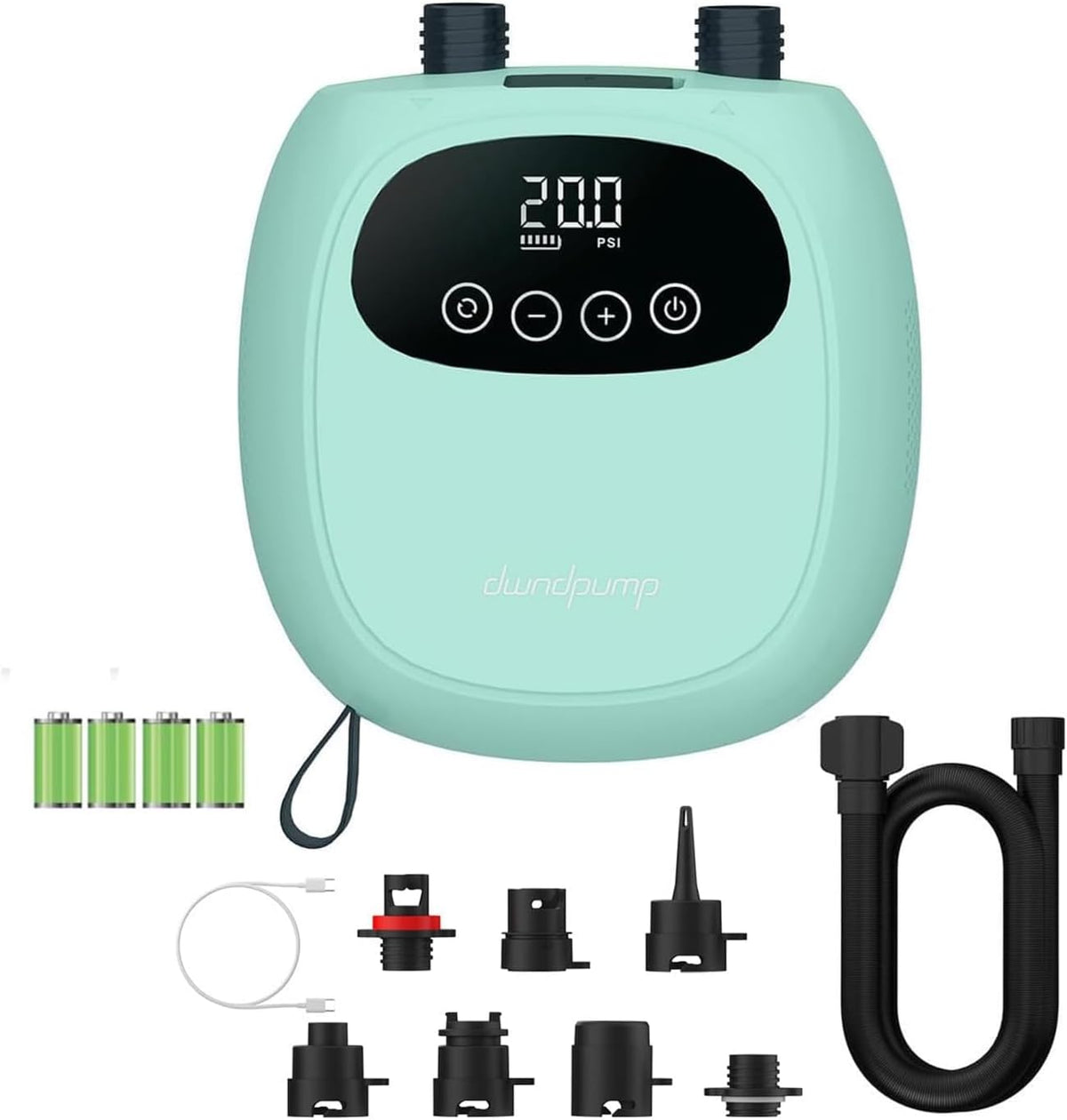 dwndpump Elektrische SUP-pomp, 20 psi, oplaadbare SUP-pomp met accu, draagbare luchtpomp, opblazen en leeg laten lopen, als powerbank, paddle boardpomp, ook voor kajaks, windvleugels