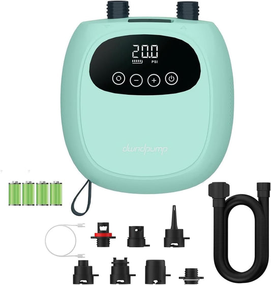 dwndpump Elektrische SUP-pomp, 20 psi, oplaadbare SUP-pomp met accu, draagbare luchtpomp, opblazen en leeg laten lopen, als powerbank, paddle boardpomp, ook voor kajaks, windvleugels
