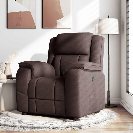 Relaxstoel donkerbruin stof TV fauteuil met ligfunctie, enkele ligstoel relaxstoel voor woonkamer, slaapkamer handmatig kantelsysteem mA10 - QUORE