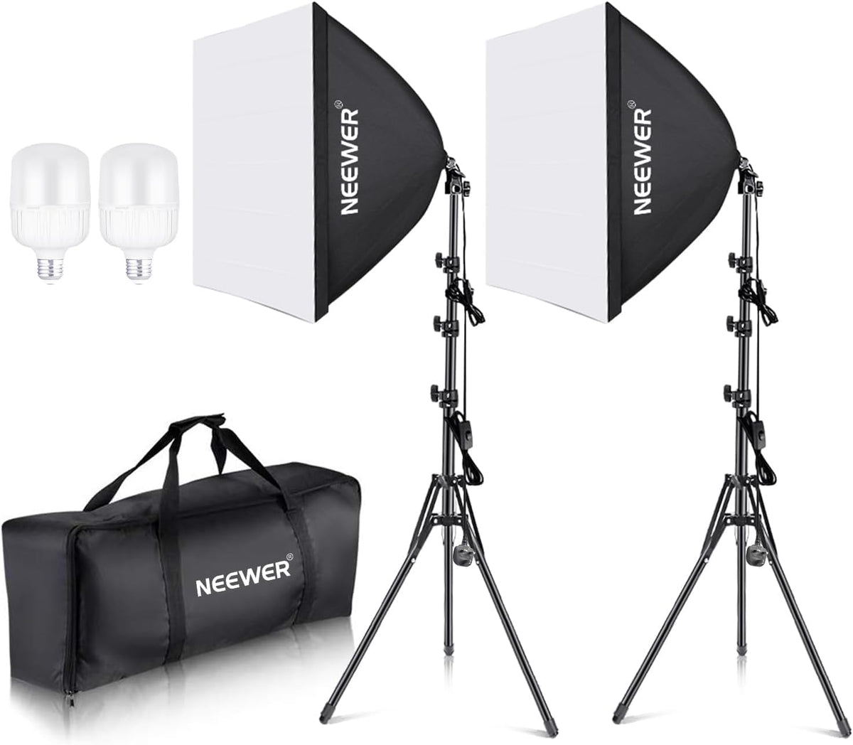 Neewer® Fotoscherm, 700 W, voor professionele fotografie - 60 x 60 cm - Softbox met E27-fitting - Verlichtingsset voor fotostudio-portrets, productfotografie en video-draais