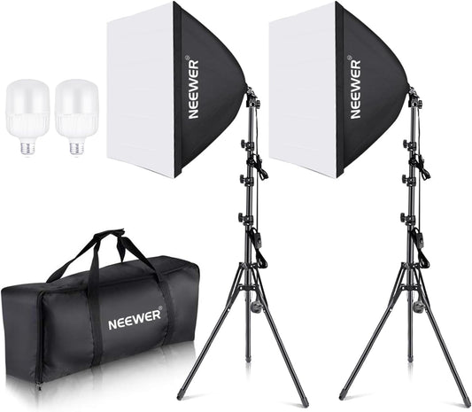 Neewer® Fotoscherm, 700 W, voor professionele fotografie - 60 x 60 cm - Softbox met E27-fitting - Verlichtingsset voor fotostudio-portrets, productfotografie en video-draais