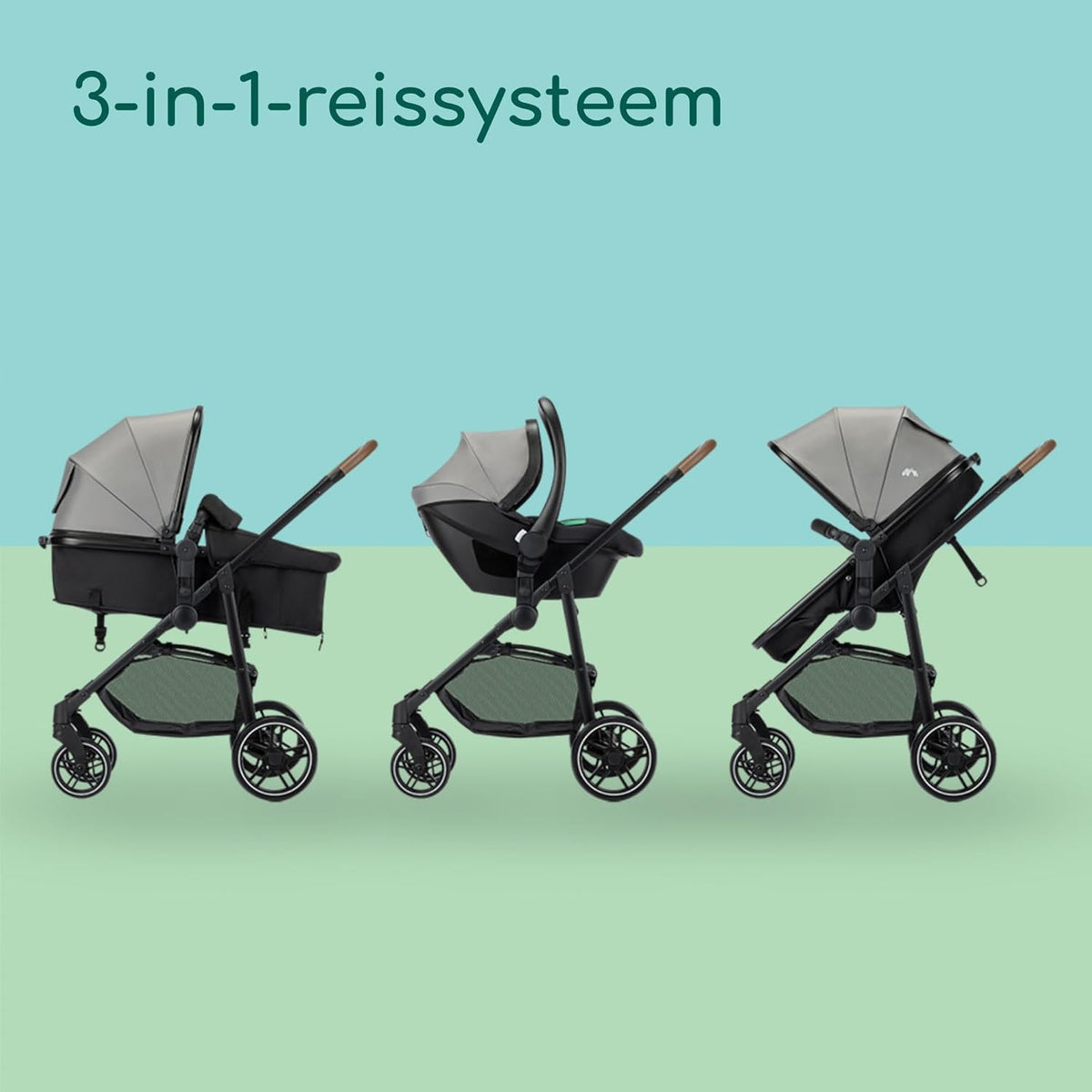 Bebeconfort Haze Trio Lux, 3 in 1 Kinderwagen Set Met Autostoeltje (i-Size), 0-4 jaar (max. 22 kg), 2-in-1-Zitting, Vlakke Ligstand, Compact Inklapbaar, Lichtgewicht Combi Wandelwagen, Tinted Grey