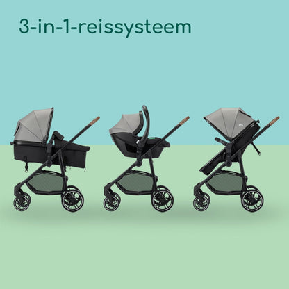Bebeconfort Haze Trio Lux, 3 in 1 Kinderwagen Set Met Autostoeltje (i-Size), 0-4 jaar (max. 22 kg), 2-in-1-Zitting, Vlakke Ligstand, Compact Inklapbaar, Lichtgewicht Combi Wandelwagen, Tinted Grey
