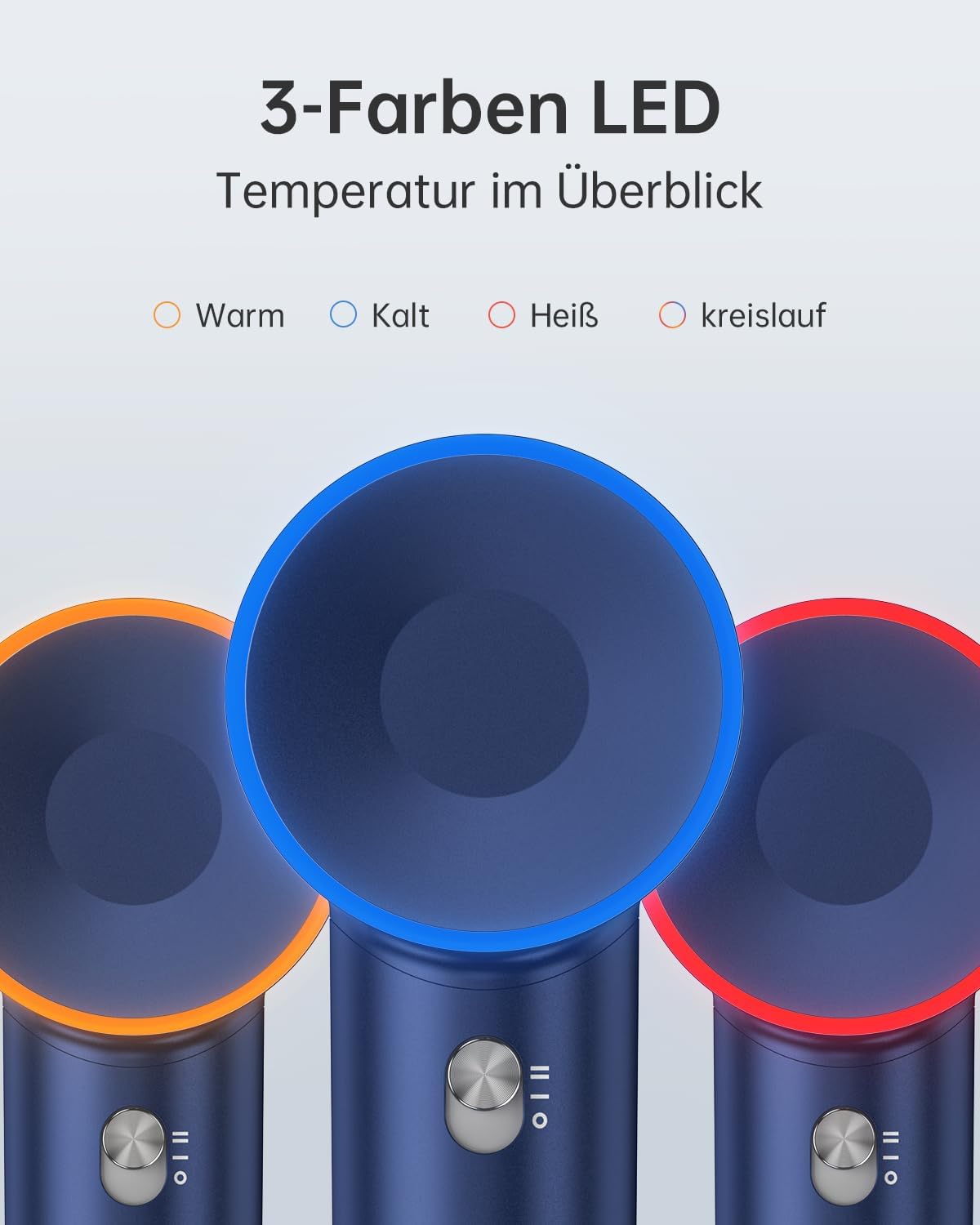 Laifen Haardroger, retroserie, 200 miljoen negatieve ionen, reisföhn met 110.000 omw/min, borstelloze motor voor snel drogen, föhn met hoge snelheid, geluidsarm met magneetmondstuk (blauw)