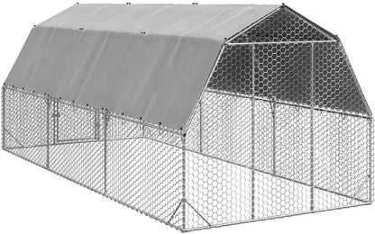 vidaXL Chicken coop with roof 2.5x6x2.25m galvanized steel - QUORE