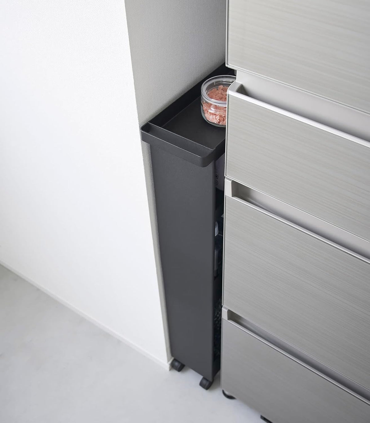 Yamazaki 1807 TOWER Slim 4~Tiered Storage Cart, black, Steel/Nylon, 13 x 48 x 80.5 cm