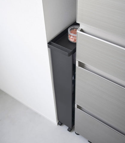 Yamazaki 1807 TOWER Slim 4~Tiered Storage Cart, black, Steel/Nylon, 13 x 48 x 80.5 cm