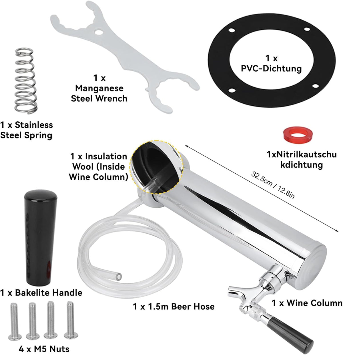 Enkele Kraan Tapbier Toren, RVS Bier Toren Kraan Dispenser Kegerator Toren Kit Voor Thuis Brouwen