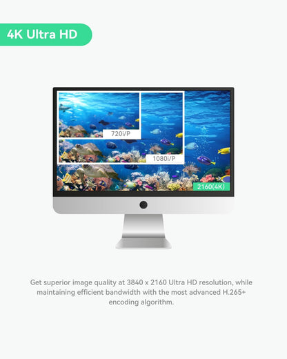 LINOVISION Onderwatercamera 4K Ultra HD Anti-corrosiecoating PoE Web GUI Mobiele APP 30m Kabel