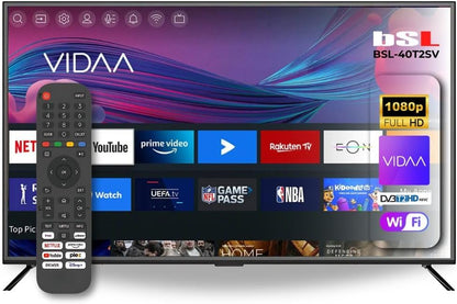 BSL-40T2SV VIDAA Smart TV 40 inch WiFi RJ45 Full HD resolutie 1920 x 1080p USB DVBT2/S2 en Ci compatibel met YouTube, Netflix, Disney +, Dazn, Prime, HDMI