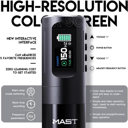 MAST TATTOO Penmachine Draadloze batterij LCD-scherm Roterende tattoo-machine (4,2 MM STROKE)