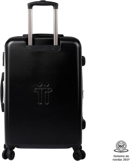 TOTTO Bazy+, harde koffer, cabinemaat, medium of groot (39 l, 64 l of 100 l), afzonderlijk of 3-delige set, schokbestendig, 360° wielen, telescopische handgreep, interne riemen, TSA-hangslot, Deco