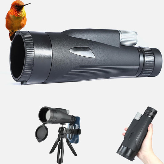 Monoculaire telescoop, 12-36 x 60 ED zoom, monoculair nachtzicht (24 mm oculair + 60 mm lens), waterdicht, met BAK4 prisma & FMC-lens met adapter en statief voor klimmen, balspellen, observatie van