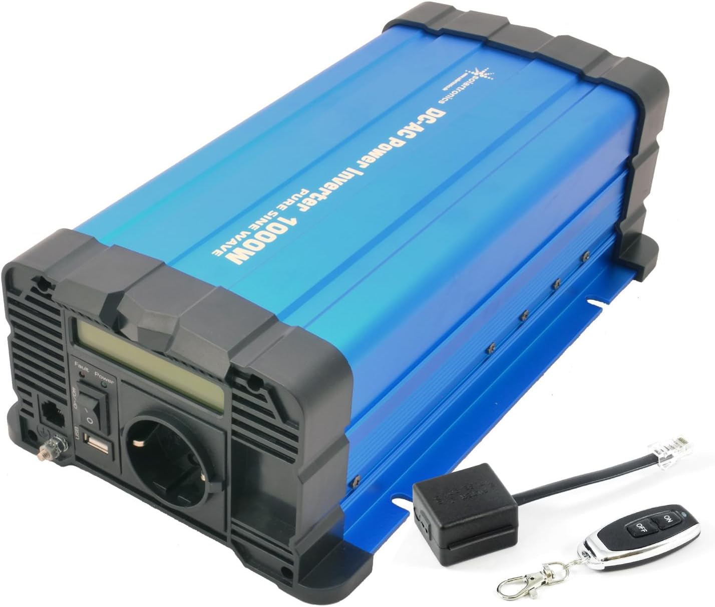 SOLARTRONICS Spanningsomvormer FS1000D 12V 1000 Watt met display - omvormer 12v naar 230v - zuivere sinus - compatibel met LifePO4/lithium, lood-, gel of AGM-batterij - USB - met afstandsbediening