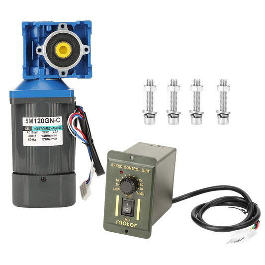 Wormwielmotor – Wormmotor – Tandwielmotor – AC Motor – Snelheidsreductor – 120W 1400 RPM – Zelfremmend Met Instelbare Snelheid En Draairichting