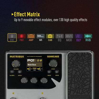 SONICAKE Multi Effecten Processor met Expressie Pedaal Gitaar Basversterker Modellering IR Kasten Simulatie Stereo OTG USB Audio Interface Matribox