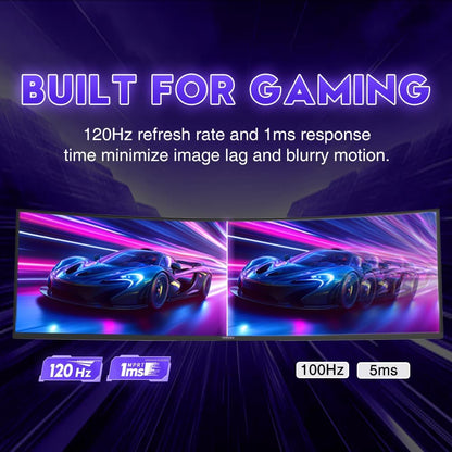 Viewedge 49" FHD Curved Gaming Monitor - PC VA Monitor 5120x1440 1500R, 120Hz / 0.5ms (GtG, Min.), Adaptive-Sync - DP, HDMI