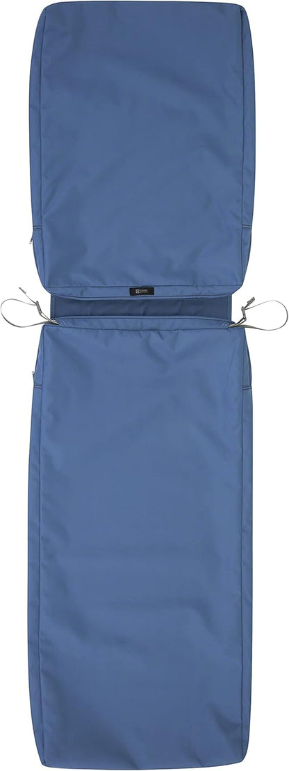 Classic Accessories Ravenna Water-Resistant 72 x 21 x 3 Inch Patio Chaise Lounge Cushion, Empire Blue, Outdoor Seat Cushion