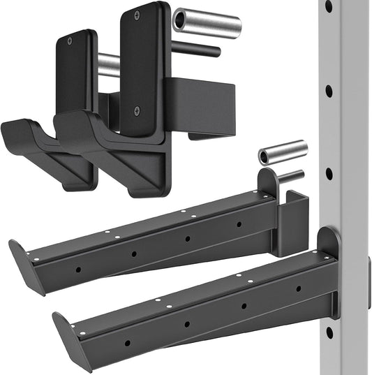 J-Haken En Veiligheidsspotterarmen – Halterhouders, Spotterarmen, Veiligheidsarmen En Power Rack Bevestigingen – Voor 2" x 2" En 3" x 3" Power Racks – Rubberen Pads – Tot 680 Kg Draagvermogen Per J-Haak En 227 Kg Per Spotterarm