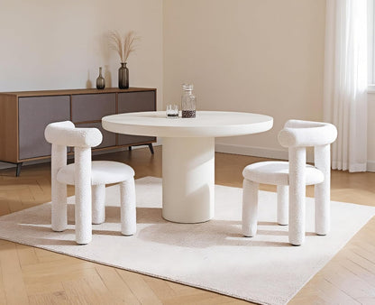 chairus Set of 2 Kitchen Chairs Faux Fur Dining Chairs No Armrest Modern Accent Chairs for Dining Room Upholstered Chairs Living Room Kitchen (White) - QUORE