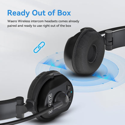 Came-TV Waero Full Duplex Draadloze Intercom Headset Systeem met Ruisonderdrukking, 365 m Team Communicatie Groepsgesprek, Single-Ear Headset voor Media Productie Podium Concert 9 Gebruikers